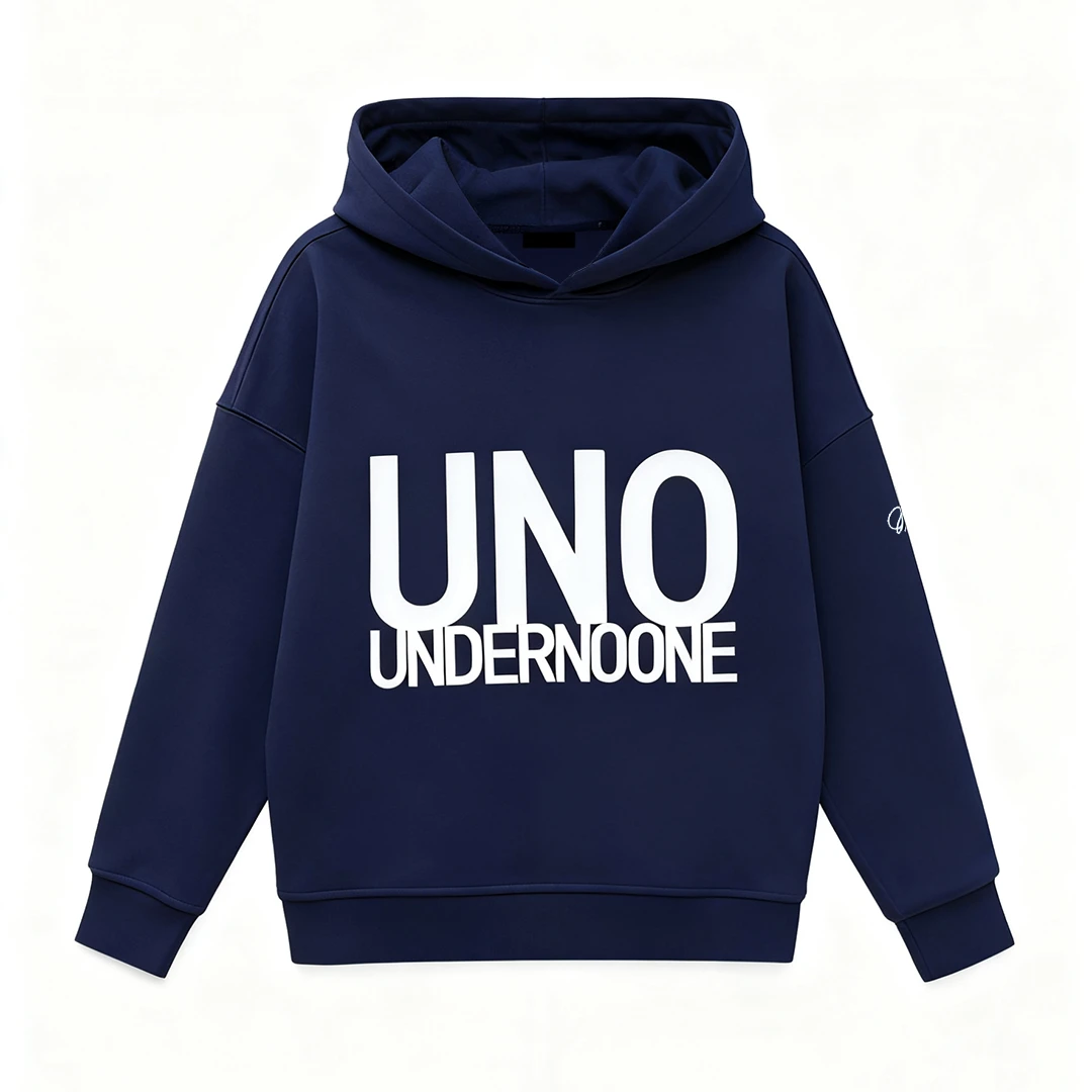 Under No One哈登刺绣签名UNO美式宽松休闲加厚宝蓝情侣连帽卫衣