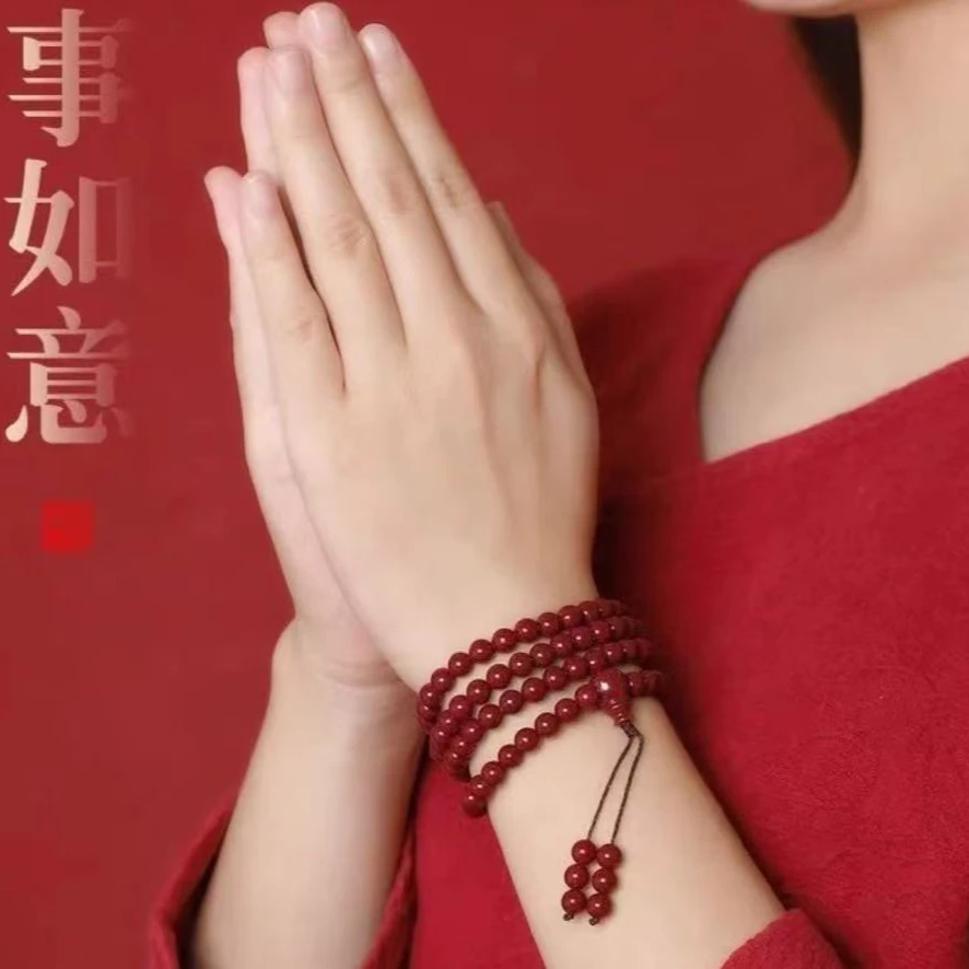 含辰砂工艺品108颗佛珠念珠朱砂手串朱砂珠链男女收藏或礼品