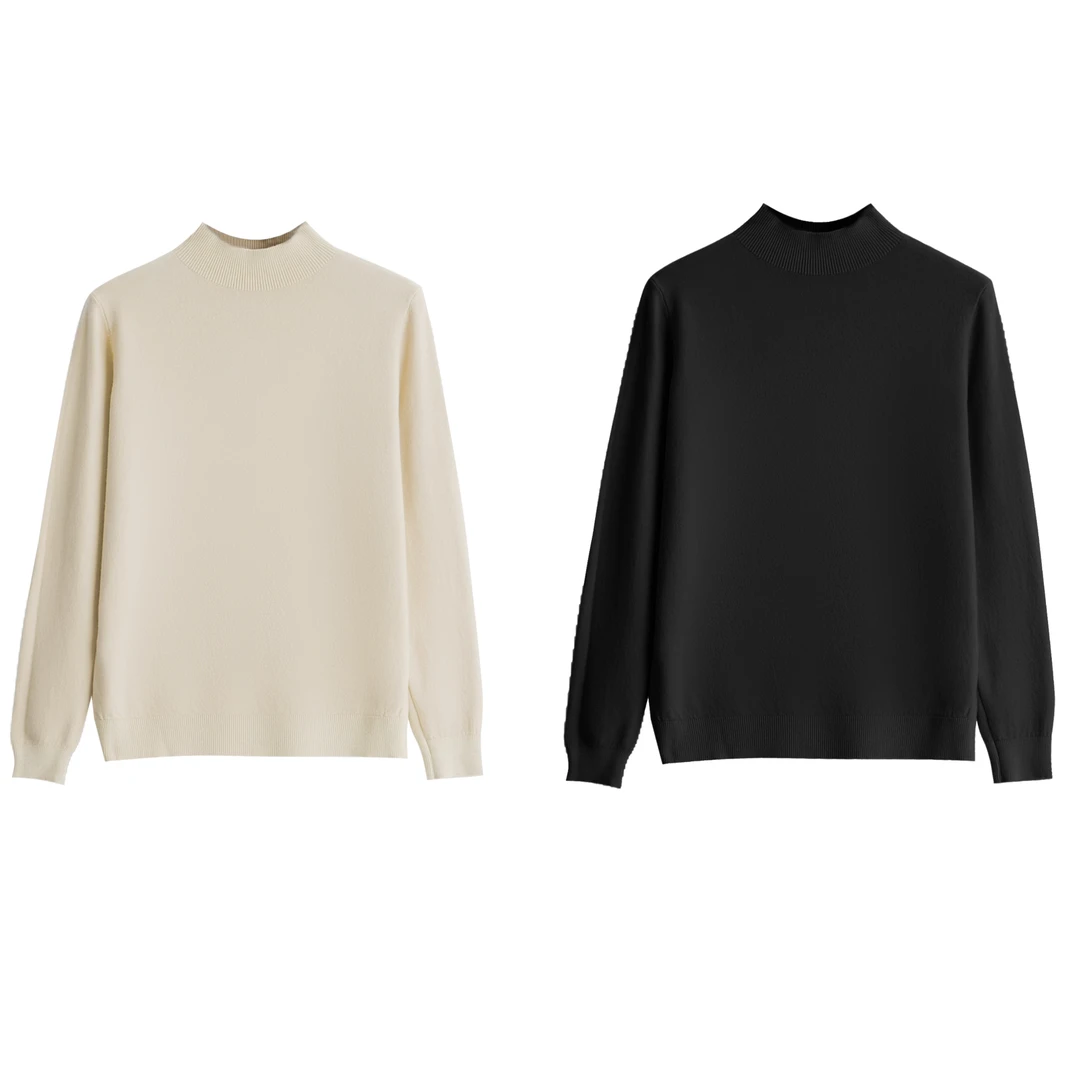 秋冬新款休闲百搭款针织半高领长袖打底衫