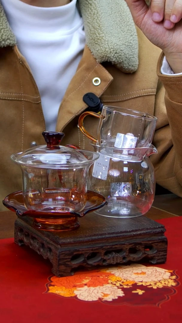 【闪购商品】（满福）禾荷盖碗+美满 +清尚杯6个琥珀