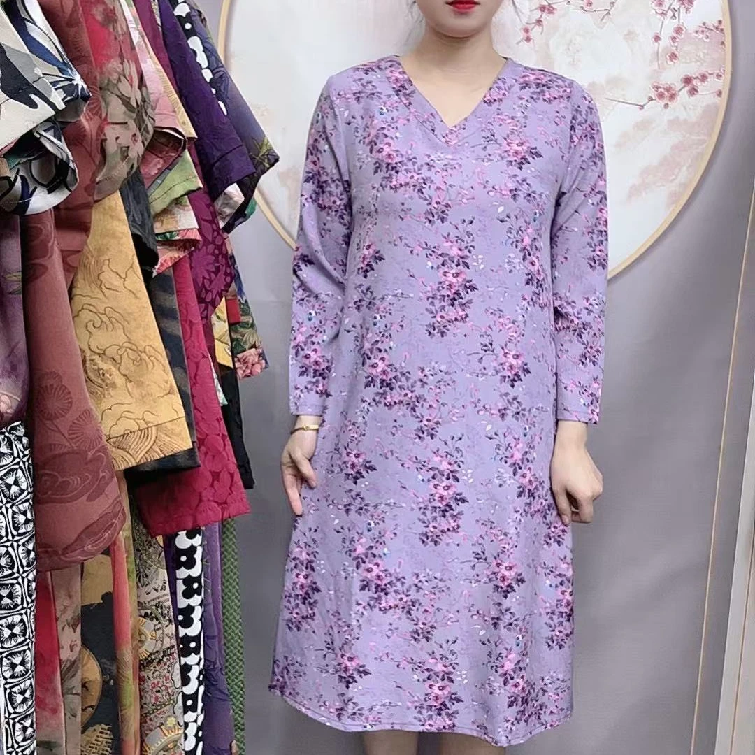 【紫花中袖福利】夏季妈妈装高端连衣裙气质中年女装优雅过膝长裙