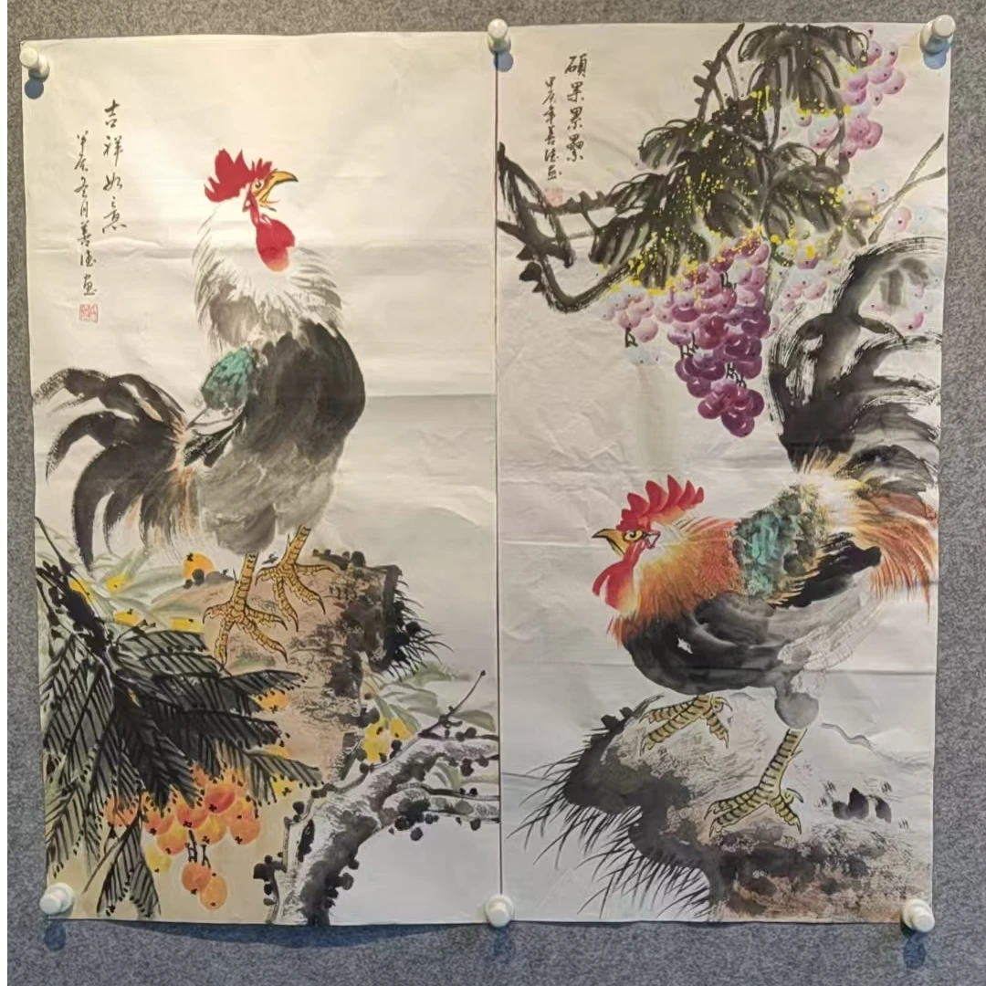 蒋善德4.5平尺作品-吉祥如意  公鸡（福利）