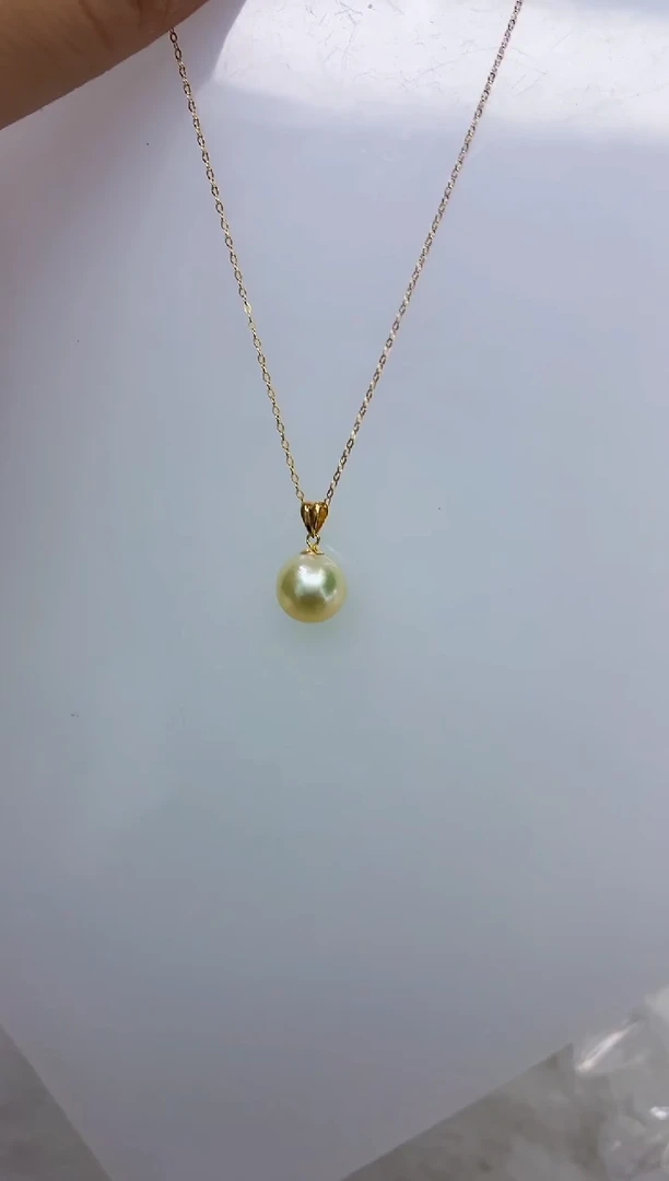 18K金镶嵌DA海水珍珠海水羽皇金吊坠9 y651