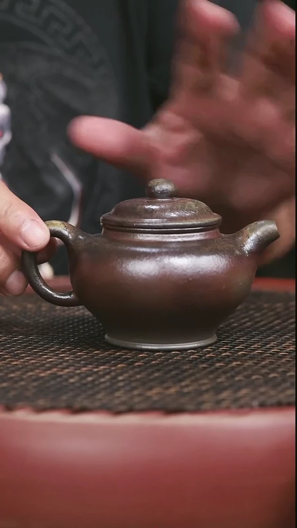 茶壶紫砂8号柴烧天青掇只