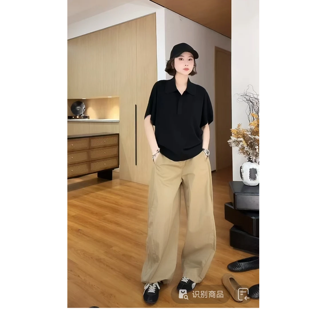 YYOUHAN 2025新款小众设计极简风纯色宽松POLOT恤 2507C4174