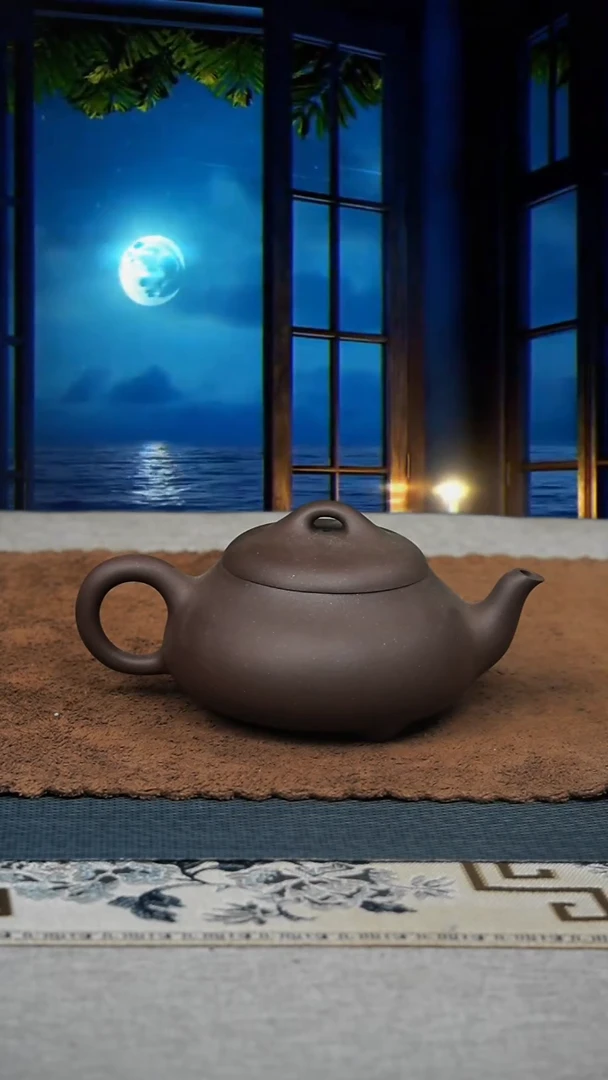 茶杯紫砂底槽清汉棠石瓢微瑕