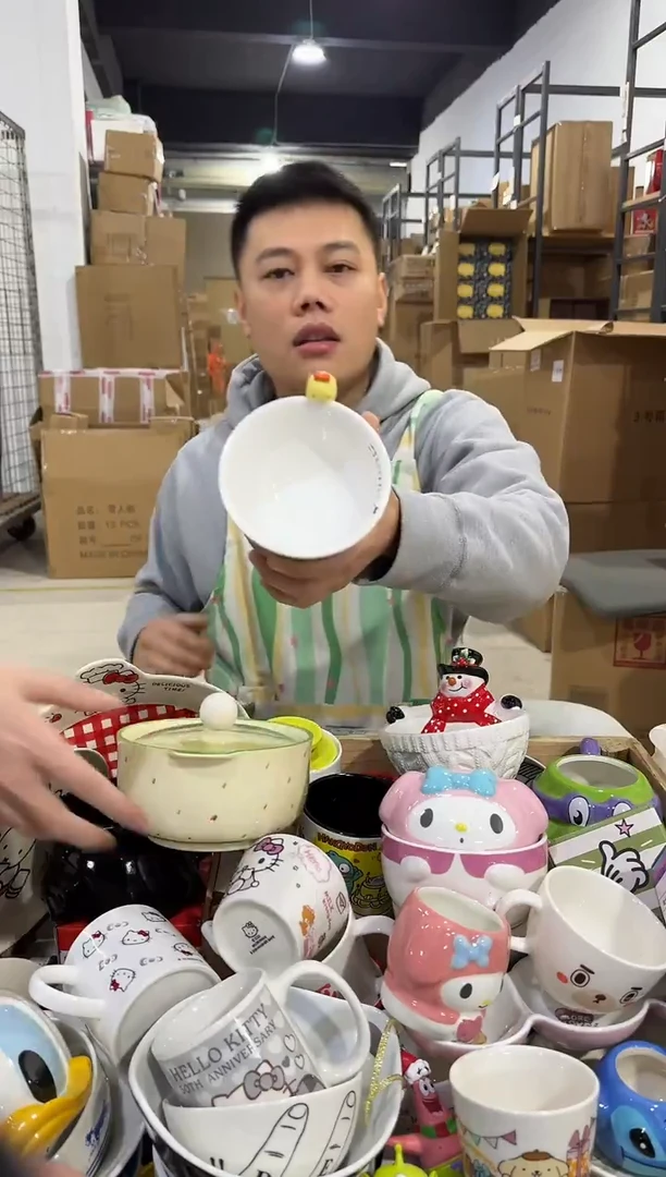 瓷片炸虾公仔碗