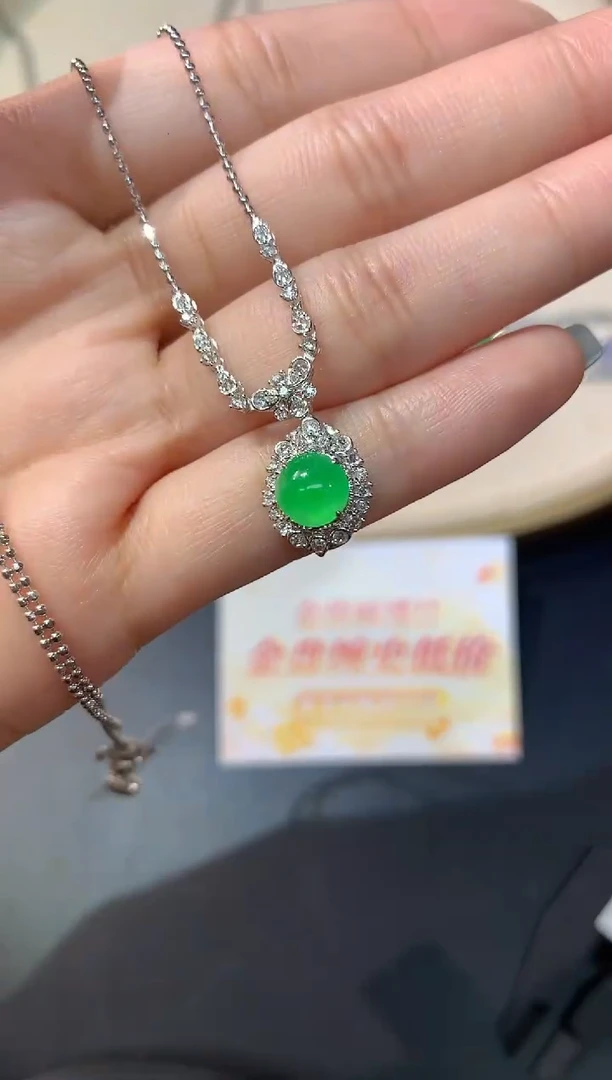 套链18K金镶嵌翡翠套链A362|13800
