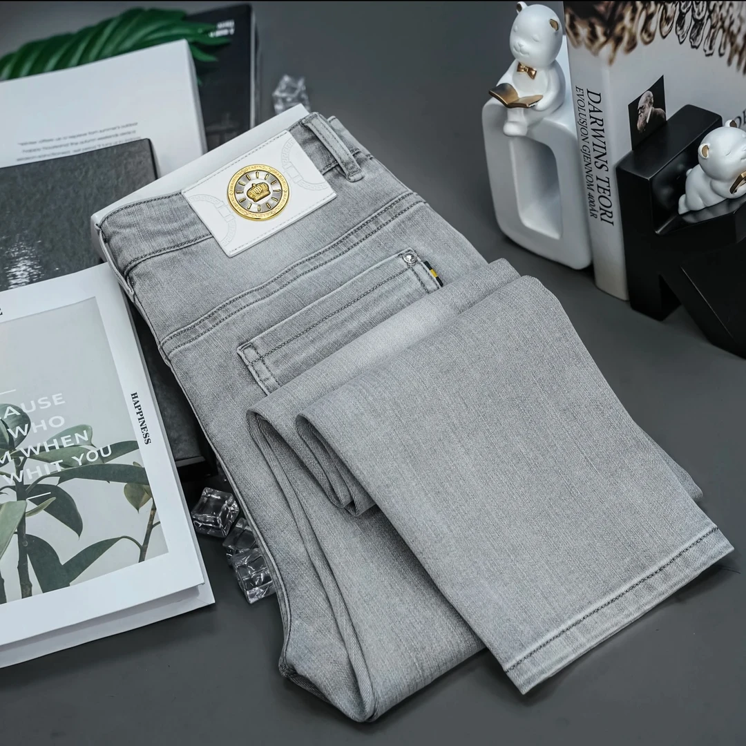 秋冬超薄薄款男士牛仔裤潮流轻奢弹力修身直筒九分百搭休闲长裤