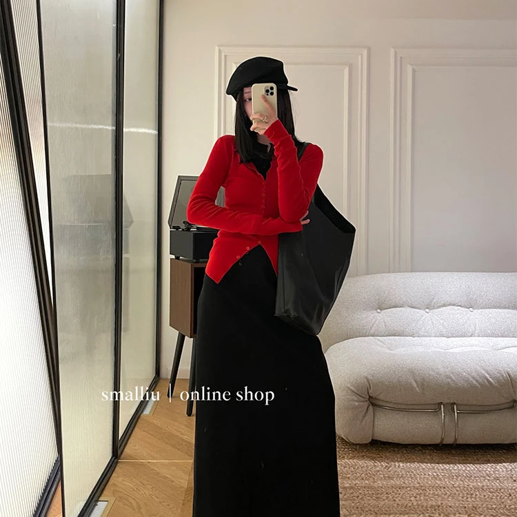 SMAALIU 细腻贴身亲肤单排扣三色羊毛针织开衫