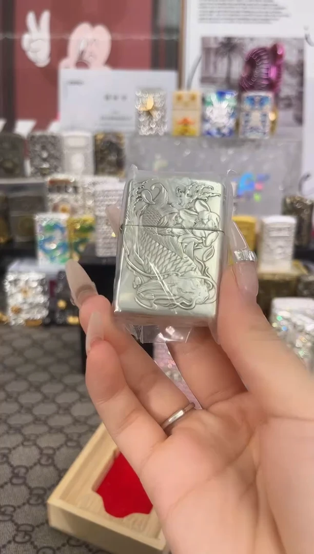 镜面ZIPPO纯银双面龙鱼