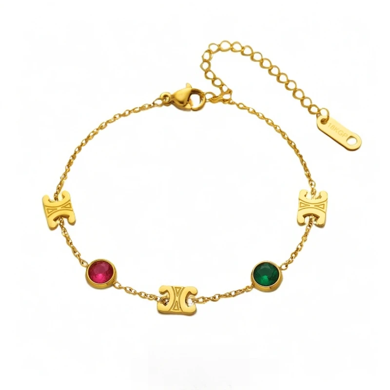 金色卡卡彩色锆锆手链8019