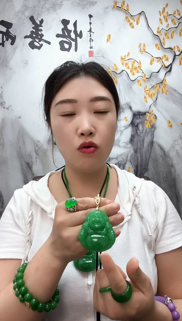 未镶嵌翡翠耳饰吊坠（赠链）翡翠大号佛公
