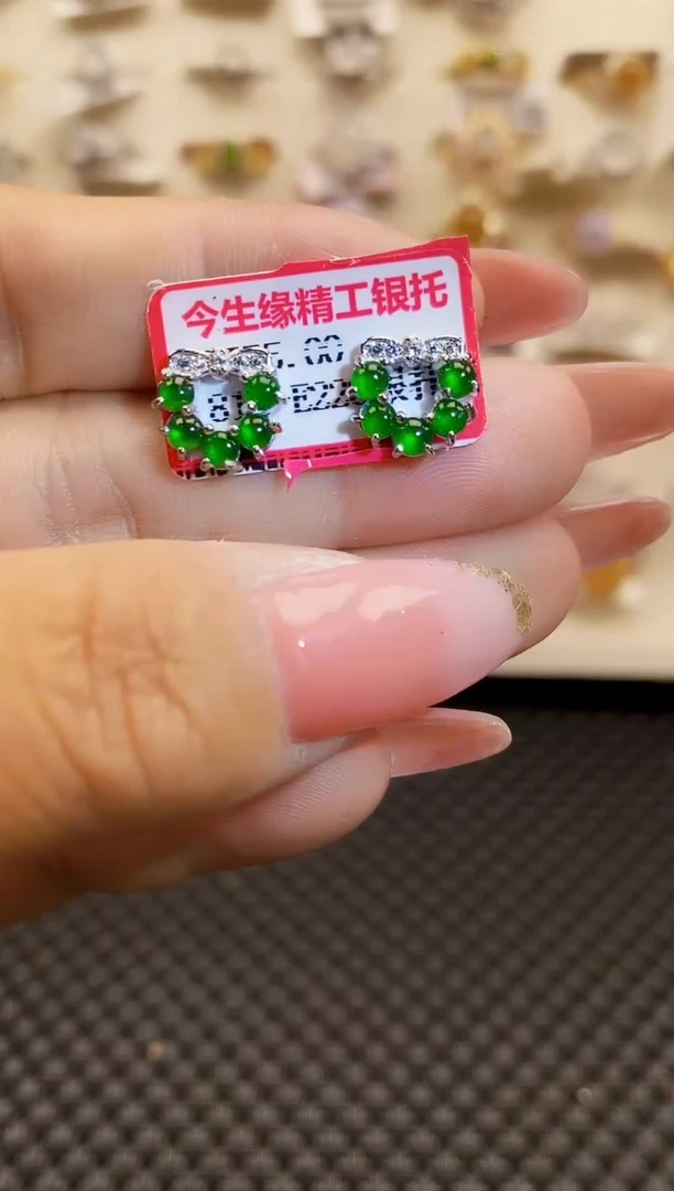 翡翠戒指银S925镶嵌1187
