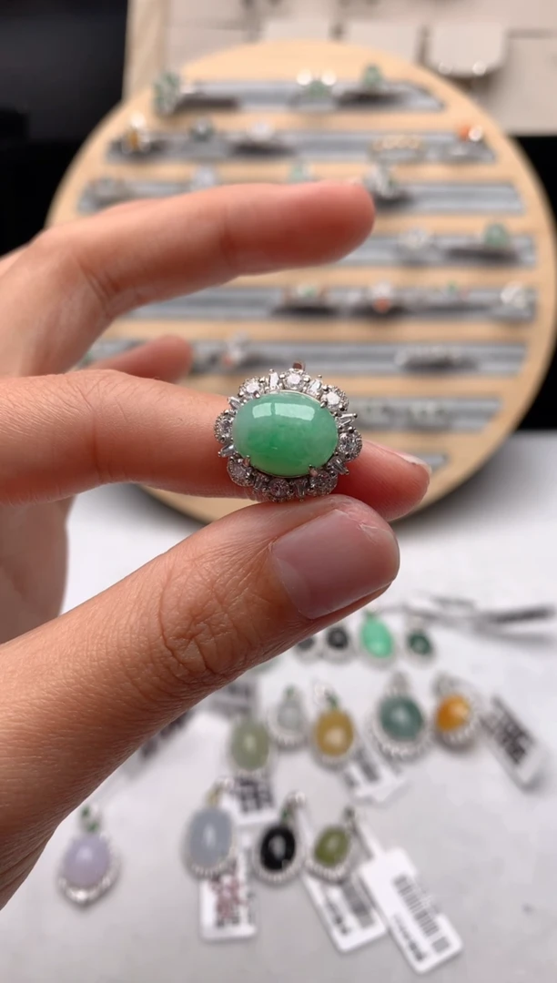 【闪购商品】翡翠戒指银S925镶嵌1后