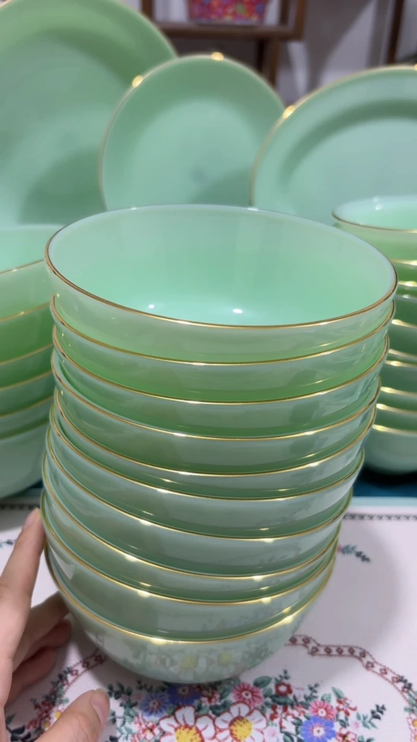 硬质细瓷5.5英寸玉瓷碗10个口径13.8厘米