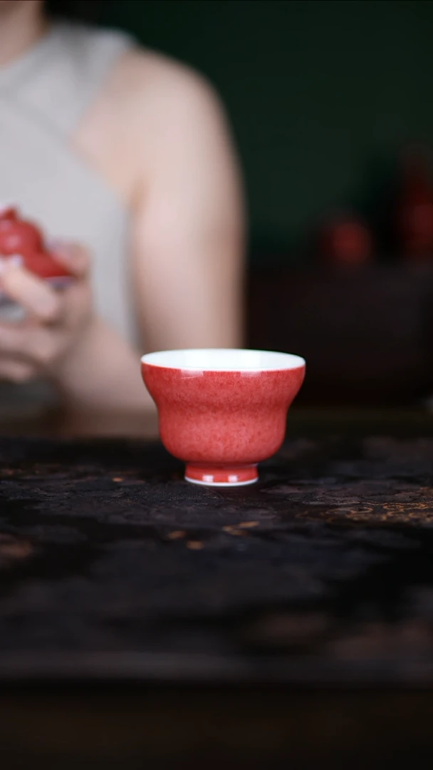 杯子景德镇纯手工陶瓷豇豆红