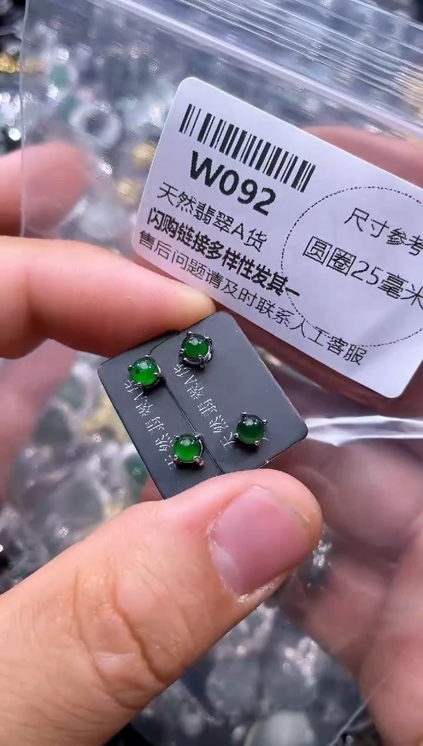 【闪购商品】翡翠颈饰未镶嵌W092耳钉 多样性发其一