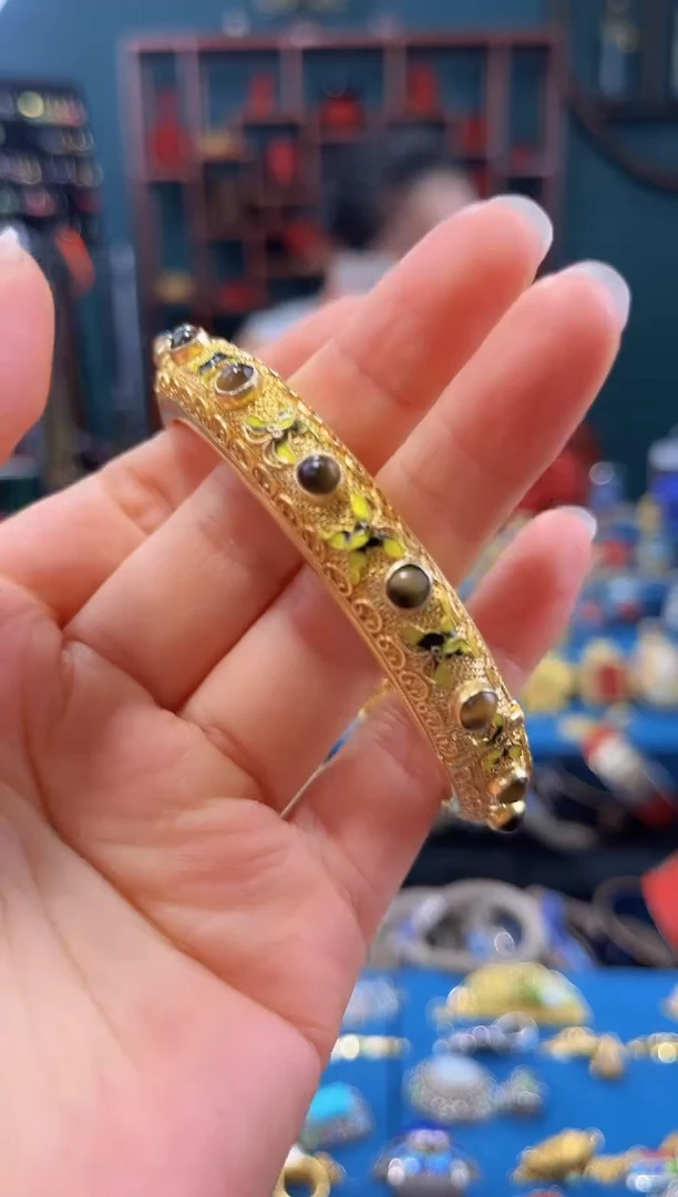 非遗技艺 花丝镶嵌手镯 棕色 58-66