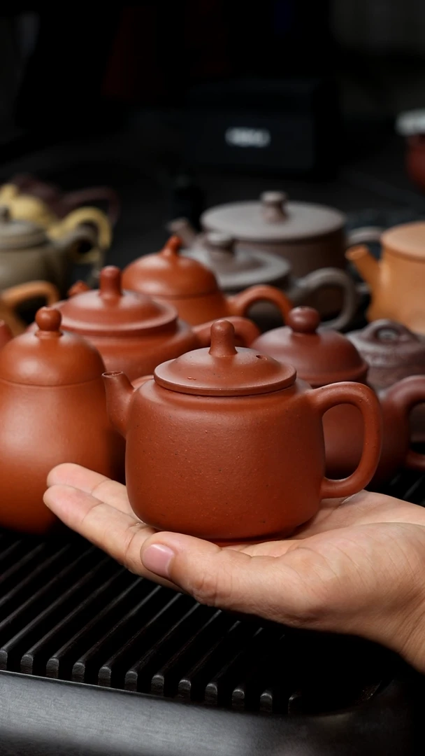 茶壶紫砂红泥墨林微瑕半手120