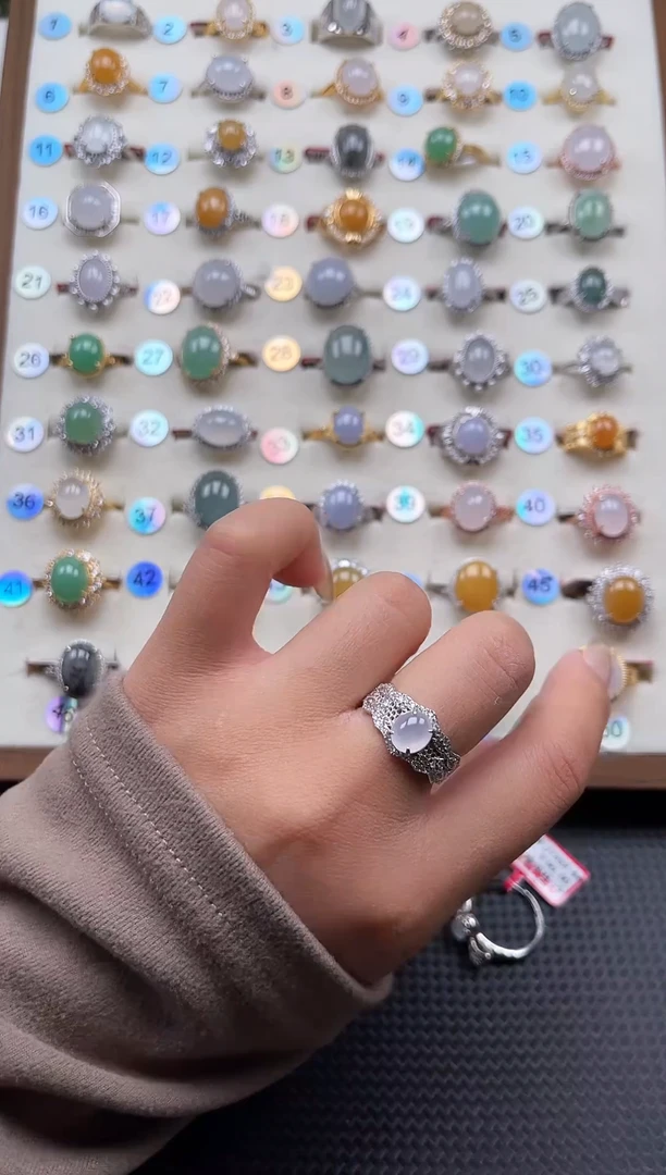 【闪购商品】翡翠戒指银S925镶嵌天然A货翡翠戒指