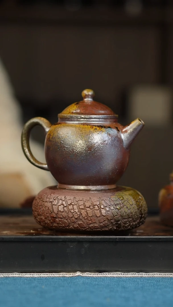 茶壶紫砂柴烧紫砂天青宫灯