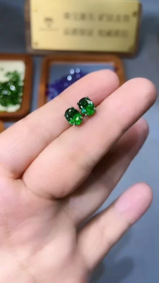 【闪购商品】透辉石耳饰银S925镶嵌354