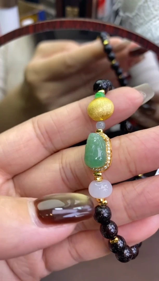 颈饰银S925镶嵌翡翠净货15834