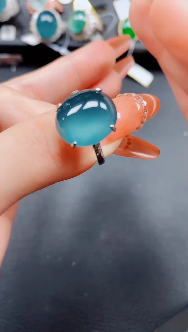 银S925镶嵌戒指翡翠翡翠