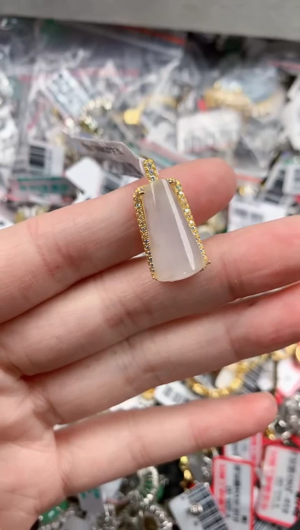 银S925镶嵌戒指翡翠12          5
