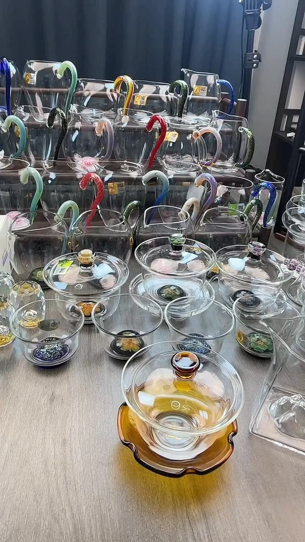 手工艺品玻璃风谜 荷悦盖碗琥珀色