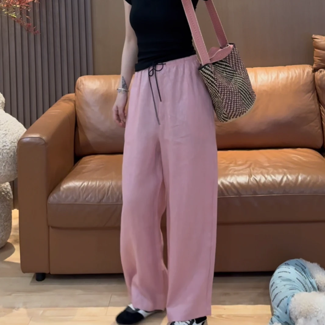 E11 简约百搭直筒宽松松紧腰抽绳休闲裤 EE1113