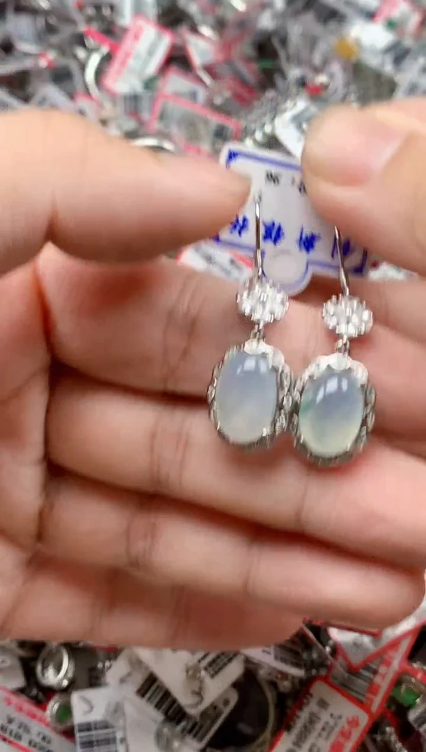 银S925镶嵌戒指翡翠天然A货缅甸翡翠