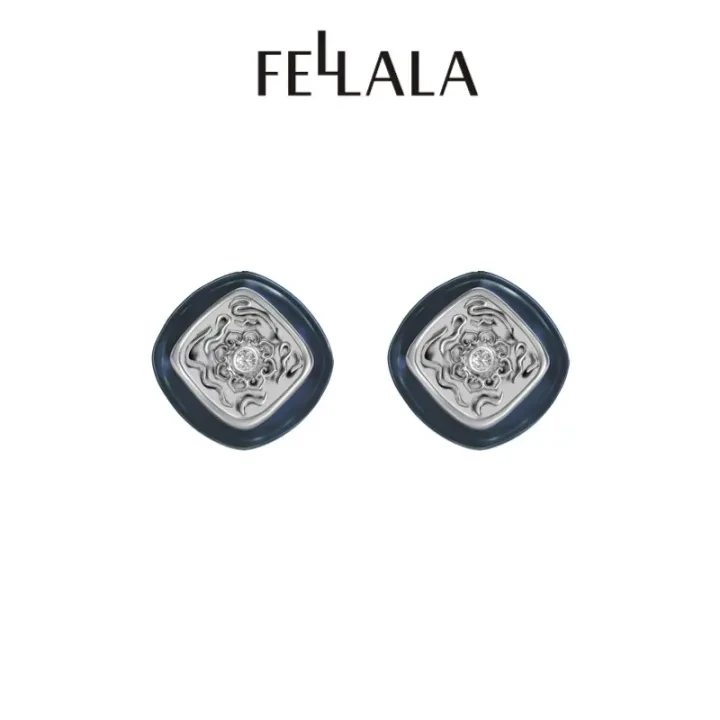 Fellala/翡拉拉「觉色敦煌3.0」印章耳钉蓝色复古耳环