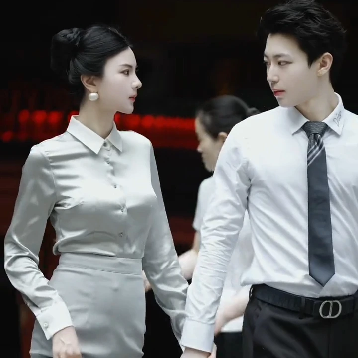 魏元高定/翻领春季气质简约长袖真丝衬衫-1027