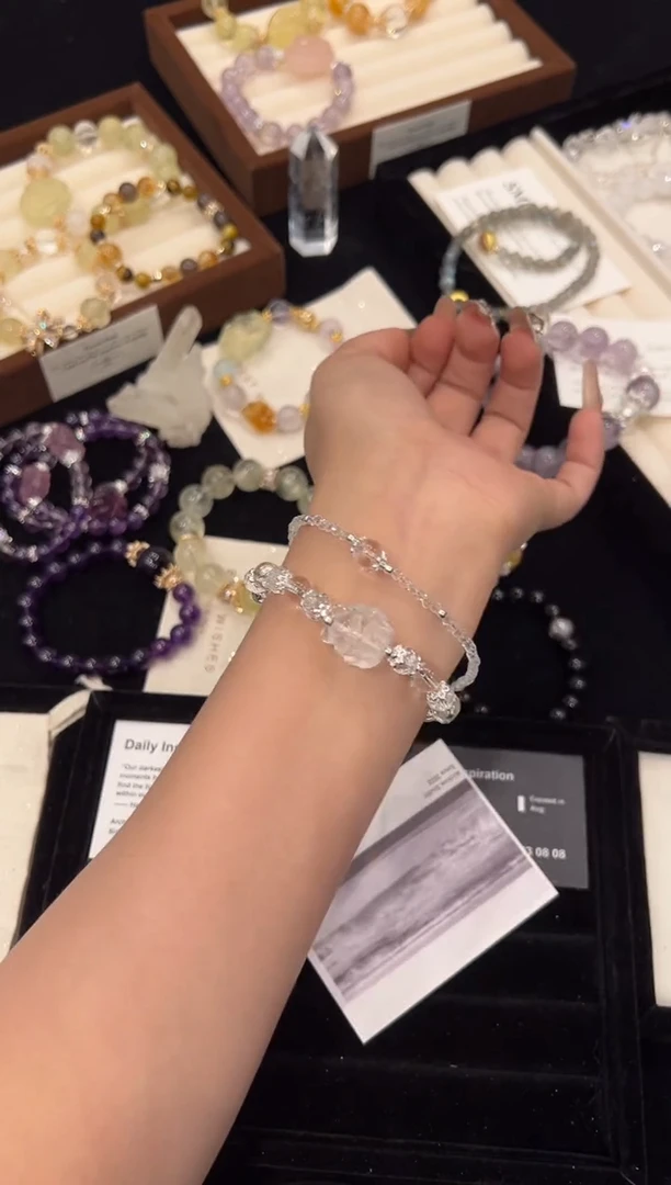 【闪购商品】水晶手链合金白水晶套装手链x1085