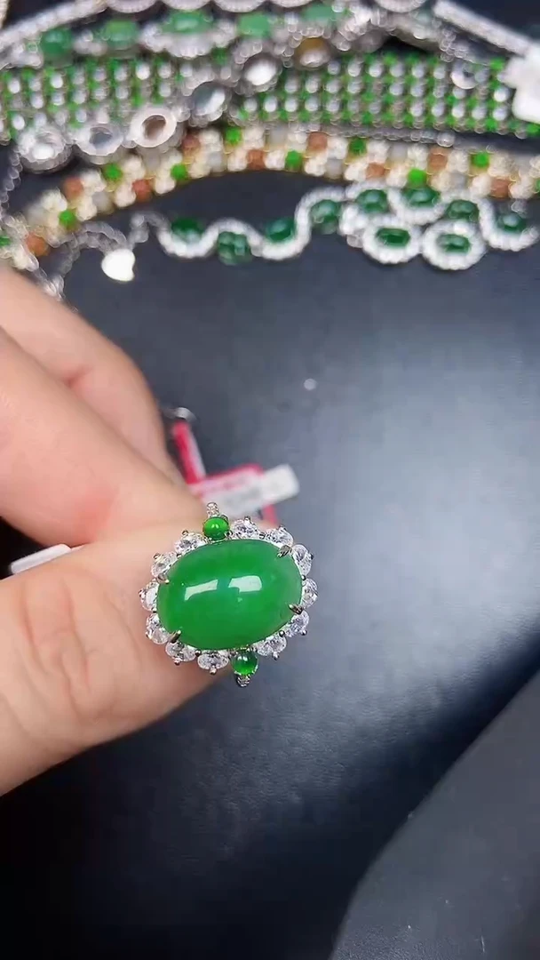 银S925镶嵌戒指翡翠1520