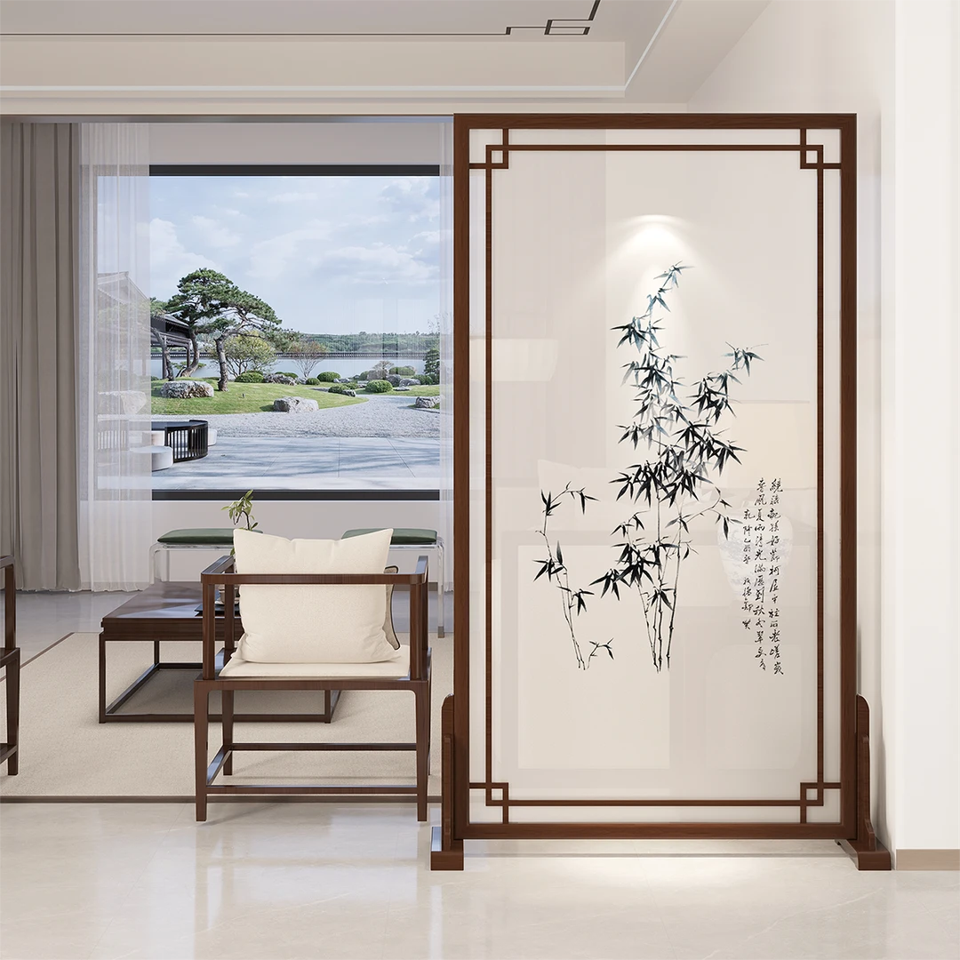 《定制款》屏风隔断新中式实木移动办公室客厅中古风玄关挡门家用