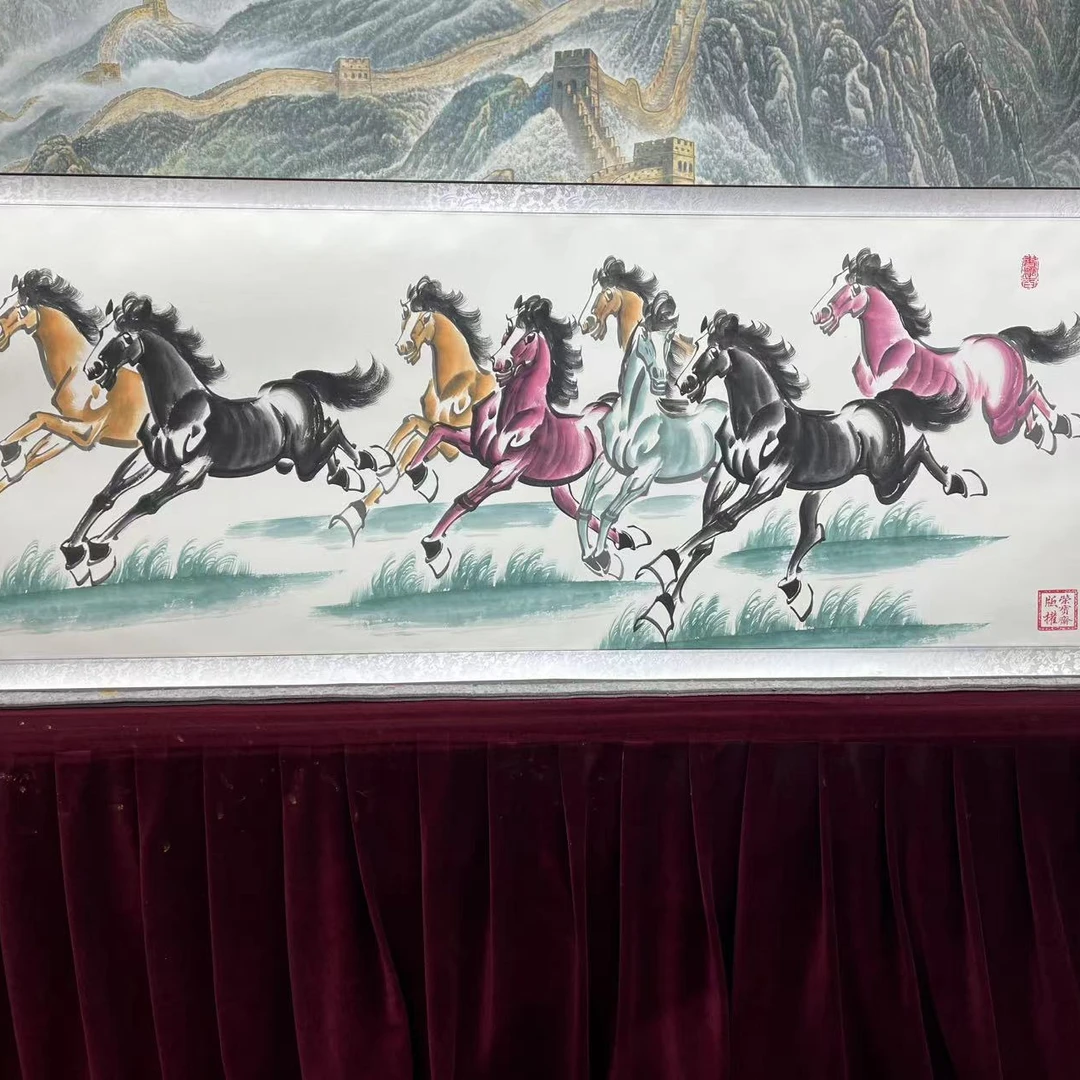 陈明升-八骏图-卷轴书法作品