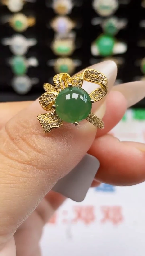 银S925镶嵌戒指翡翠1025