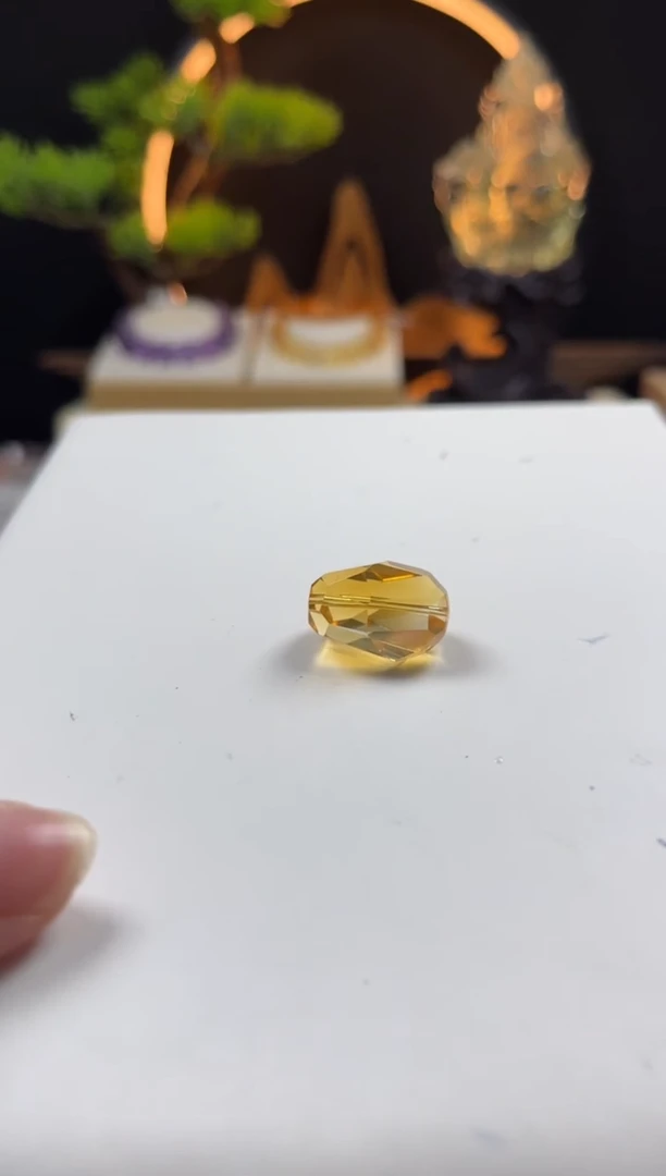未镶嵌手链黄晶@*欢天然黄水晶钻切单珠
