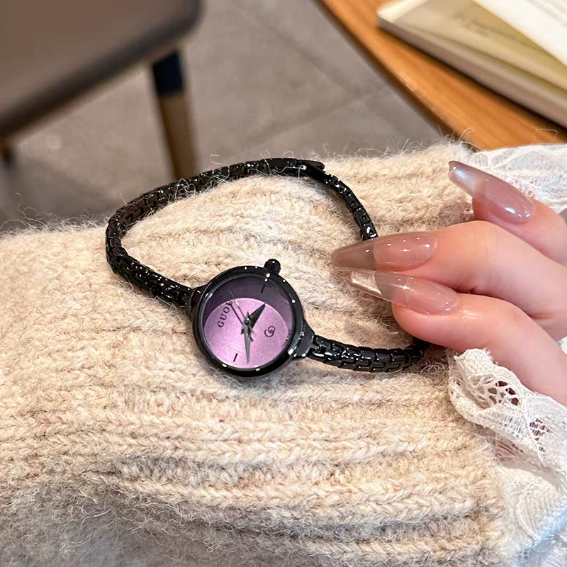 女士小表复古盘式手表腕表学生轻奢小众高级感甜酷防水百搭礼物