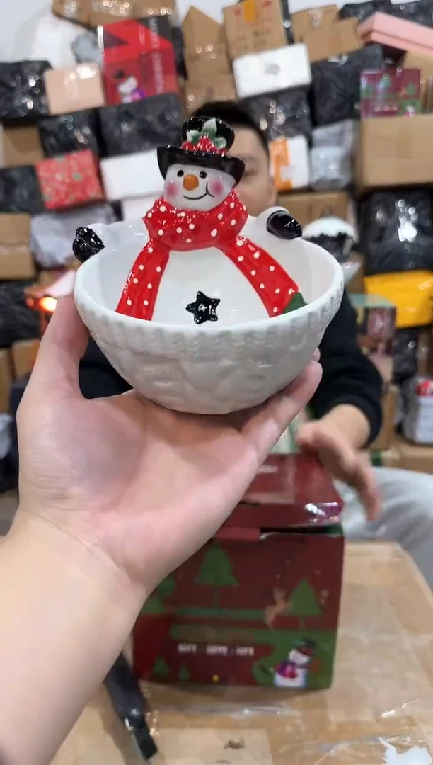 瓷片原盒雪人碗
