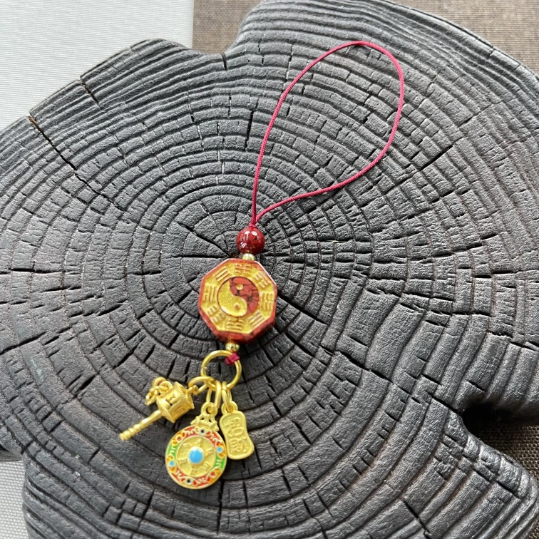 含辰砂工艺品【何姐聊收藏】朱砂太极图招财纳福挂饰 YS0910199