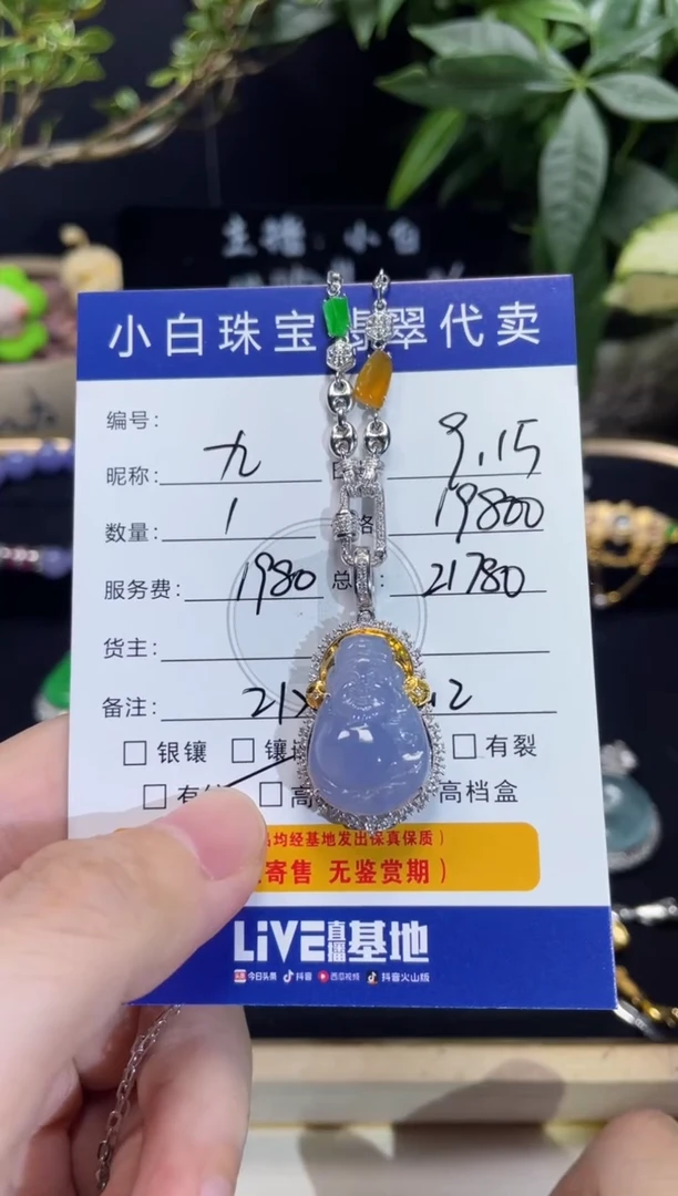 吊坠(不含链)18K金镶嵌翡翠九*设计款