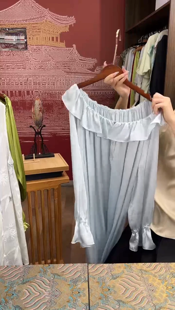 刺绣真丝睡衣睡裙100桑蚕丝
