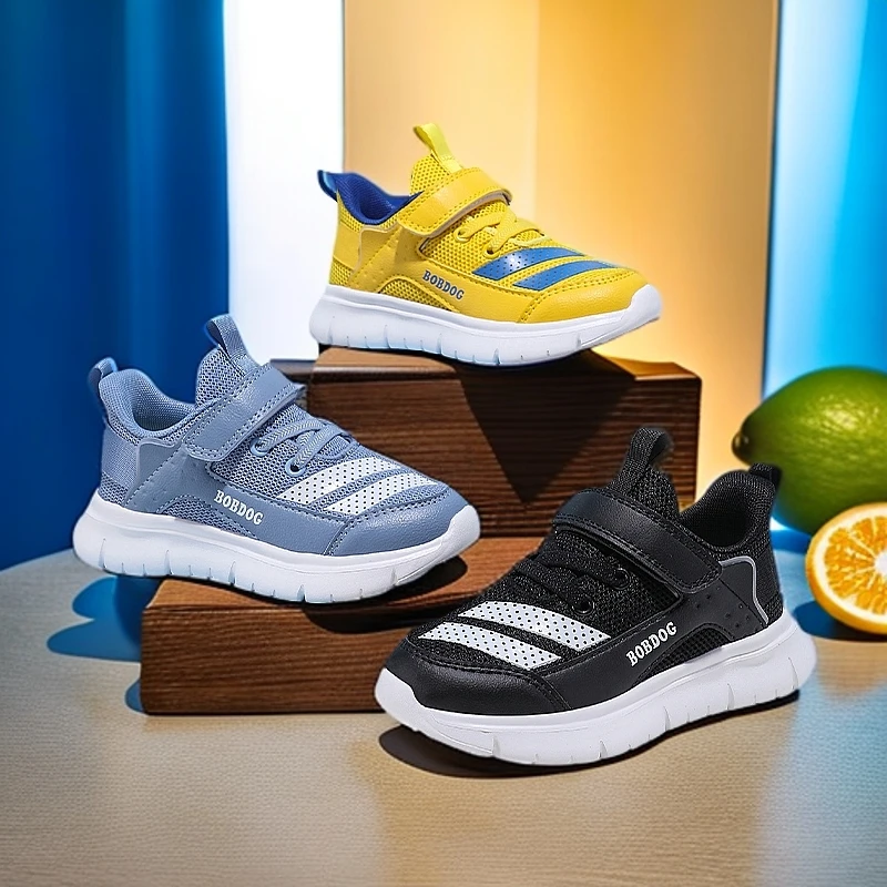 巴布豆2025年春季男童休闲鞋双网超轻跑步鞋中大童透气防滑运动鞋
