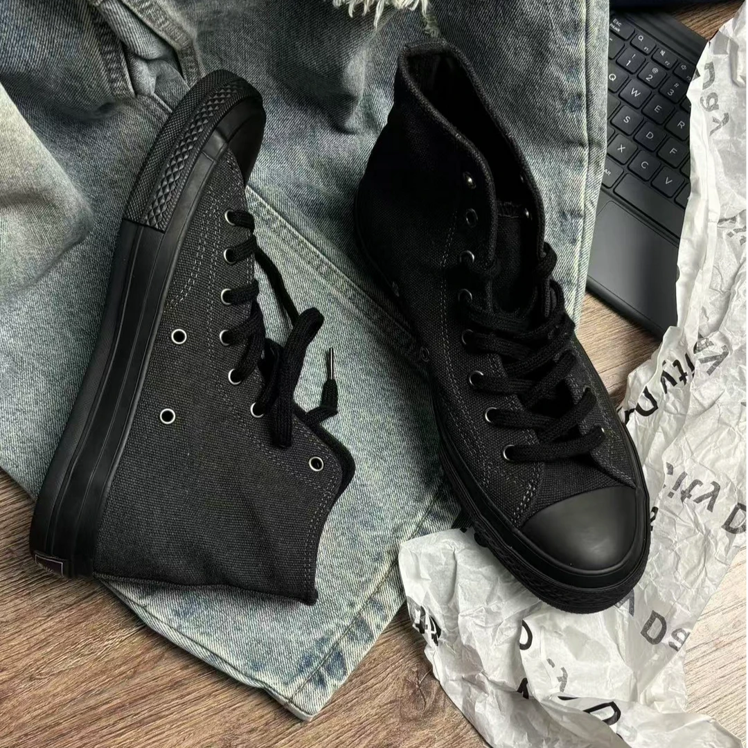男帆布鞋黑武士板鞋黑色高低帮秋季新款休闲百搭时尚透气1970S款