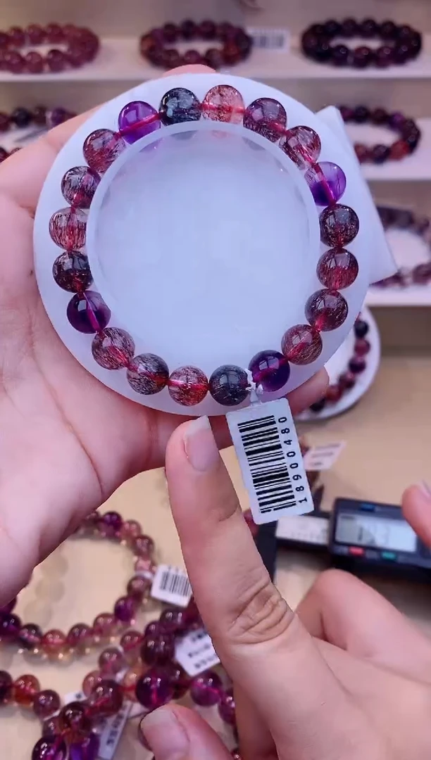 未镶嵌手串水晶黑加仑超七单圈9m+