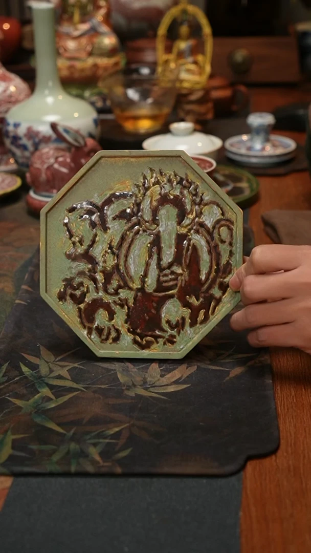 诗逸瓷话高温颜色釉综合装饰无像FO八方壶承